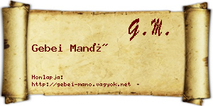 Gebei Manó névjegykártya